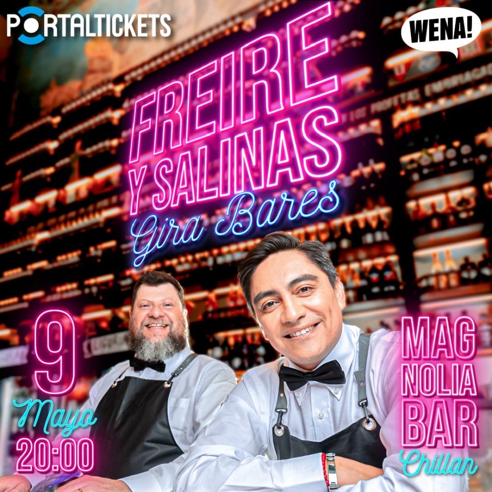 Flyer FREIRE Y SALINAS: STAND UP EN MAGBAR CHILLÁN