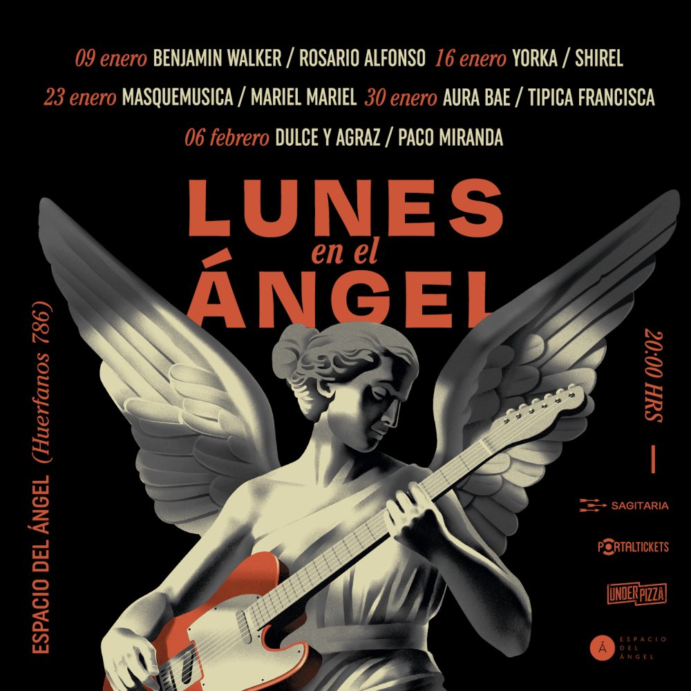 Flyer Evento LUNES EN EL ANGEL / DULCE Y AGRAZ Y PACO MIRANDA