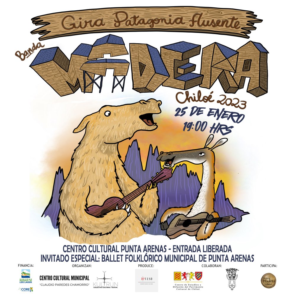 Flyer Evento GRUPO MADERA EN PUNTA ARENAS - GIRA PATAGONIA AUSENTE