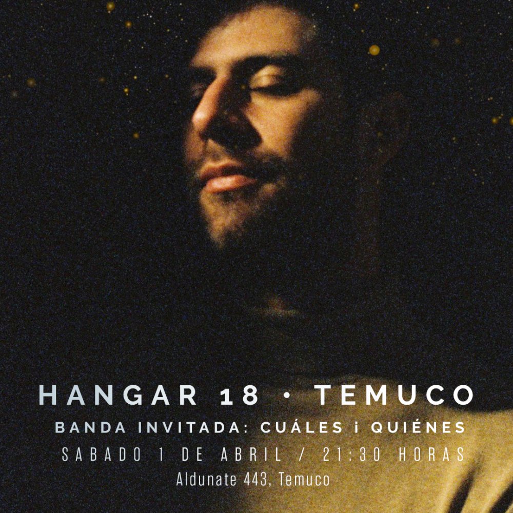 Flyer Evento PAU PRESENTA LUCES EN EL CIELO EN HANGAR 18 TEMUCO