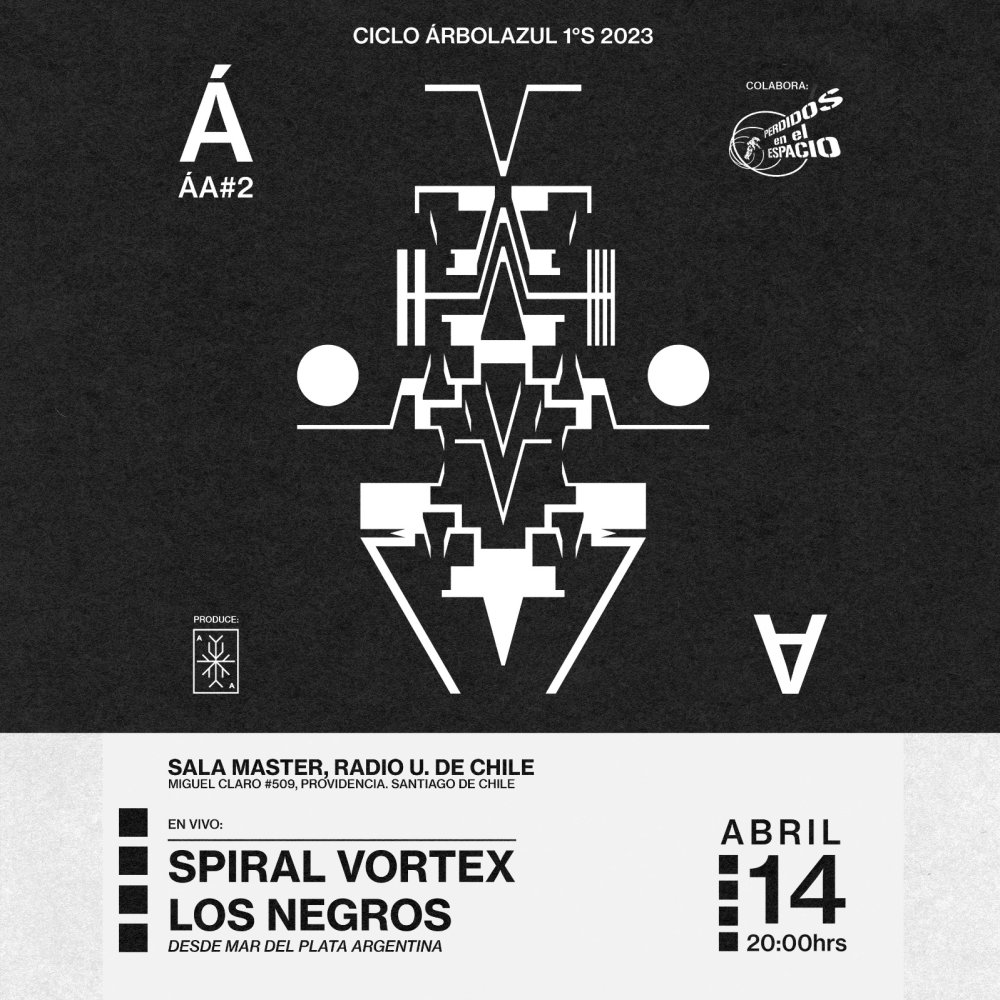 Flyer Evento CICLO ÁRBOLAZUL #1 EPISODIO 2: SPIRAL VORTEX + LOS NEGROS (ARG) EN SALA MASTER