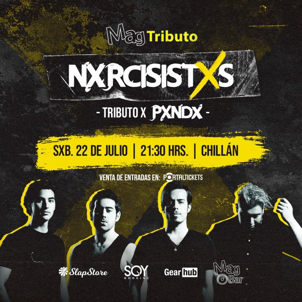 Flyer Evento NXRCISISTXS TRIBUTO A PXNDX EN MAGBAR CHILLÁN