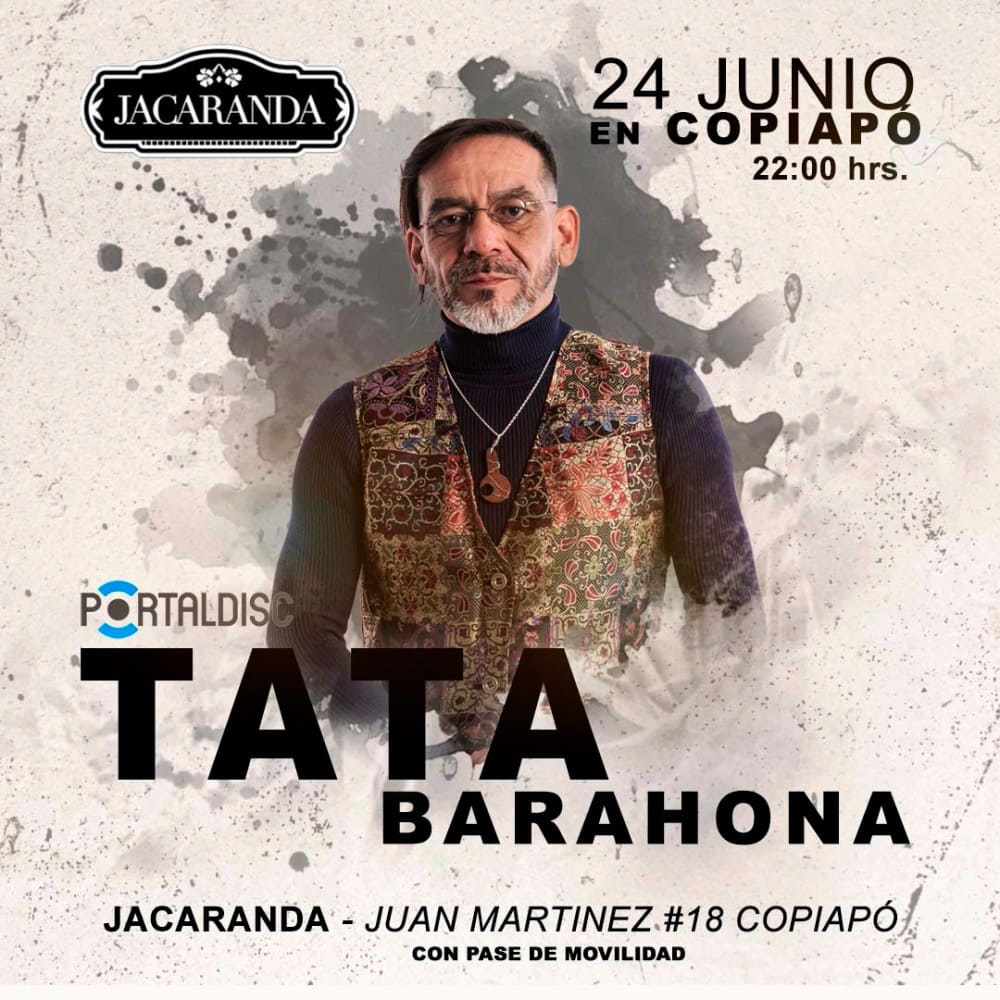 Flyer Evento TATA BARAHONA EN COPIAPO, NUEVA FECHA!