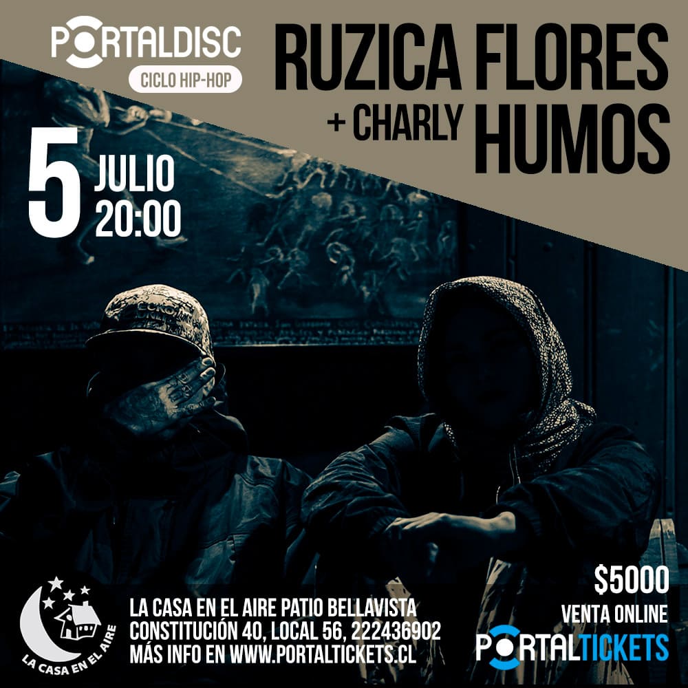 Flyer Evento RUSICA FLORES + CHARLY HUMOS EN LA CASA EN EL AIRE