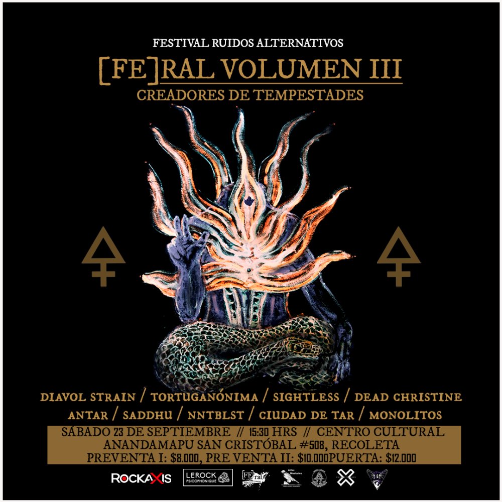 Flyer Evento FESTIVAL DE RUIDOS ALTERNATIVOS VOLUMEN III - CENTRO CULTURAL ANANDAMAPU