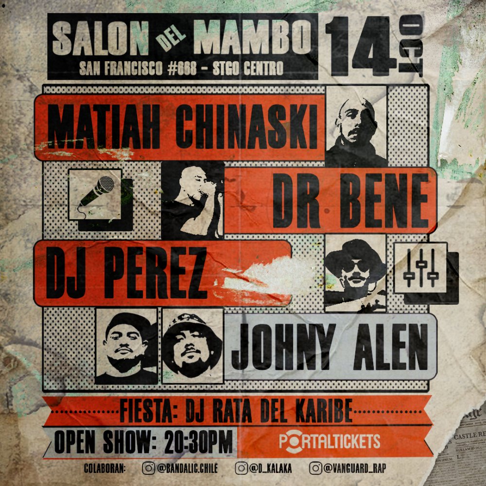 Flyer MATIAH CHINASKI - DR BENE - DJ PEREZ / JOHNY ALEN EN SALÓN DEL MAMBO