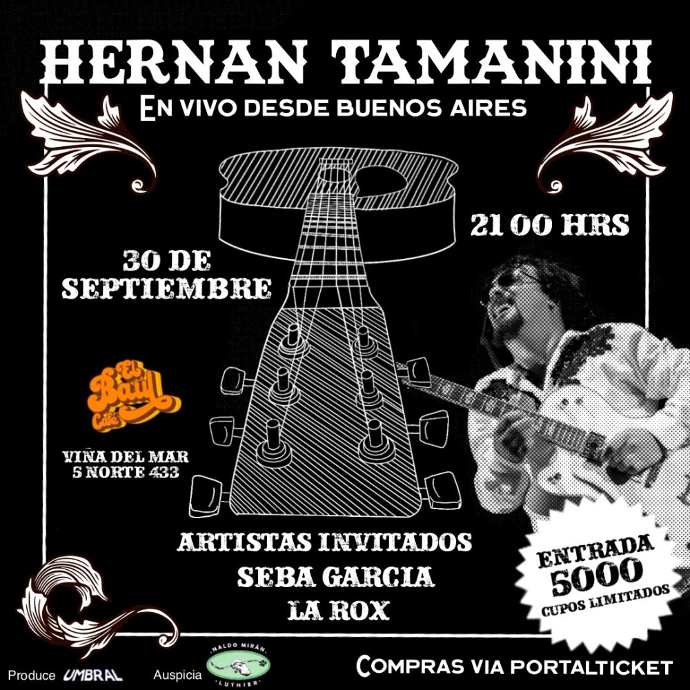 Flyer HERNAN TAMANINI EN EL BAÚL CAFÉ VIÑA DEL MAR (SESIONES ÍNTIMAS)