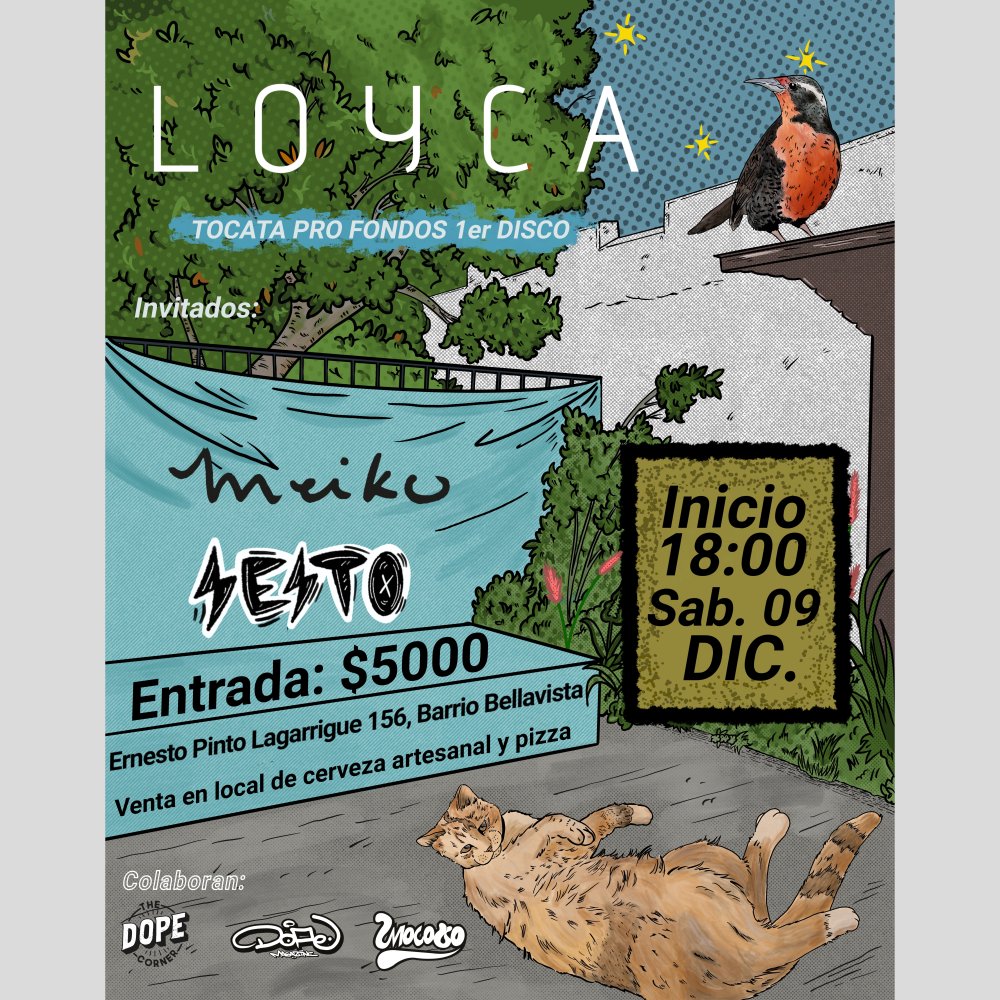 Flyer LOYCA + MEIKO + SESTO PRO-FONDOS PRIMER DISCO - THE DOPE CORNER