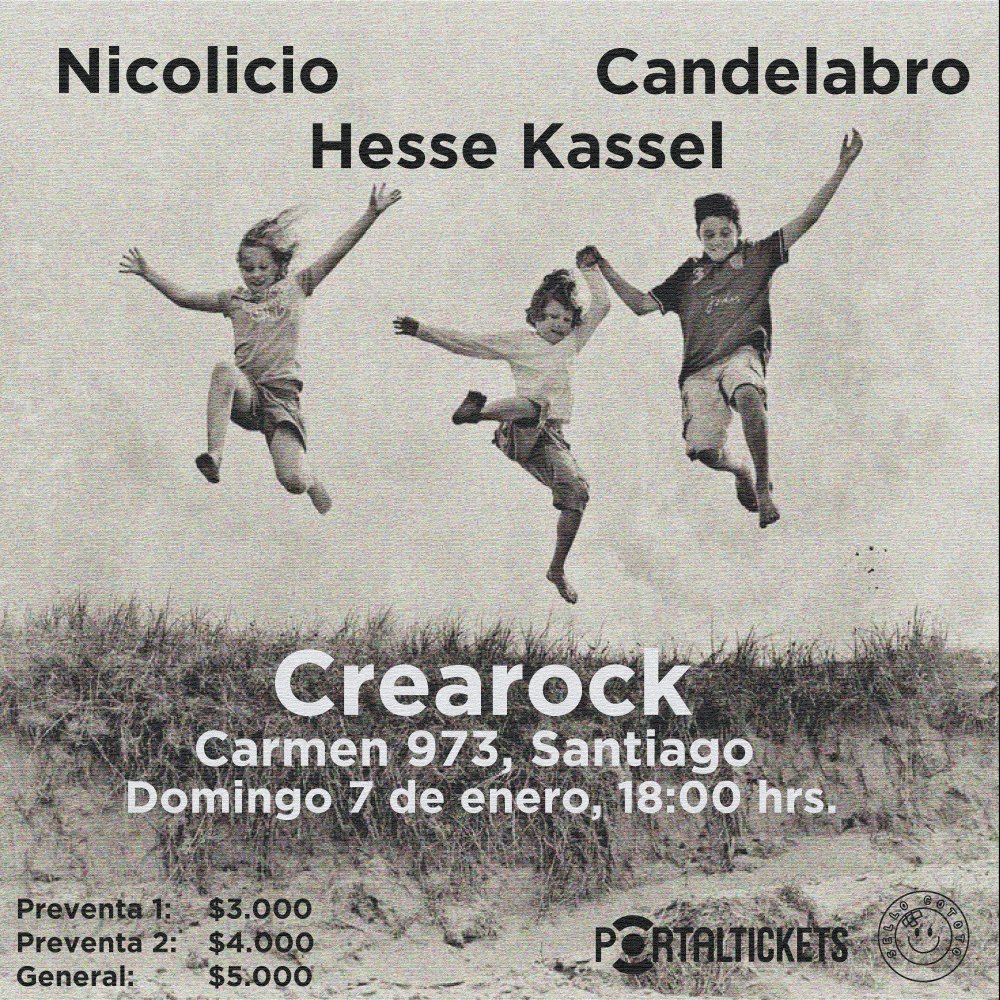 Flyer NICOLICIO, HESSE KASSEL Y CANDELABRO EN CREAROCK