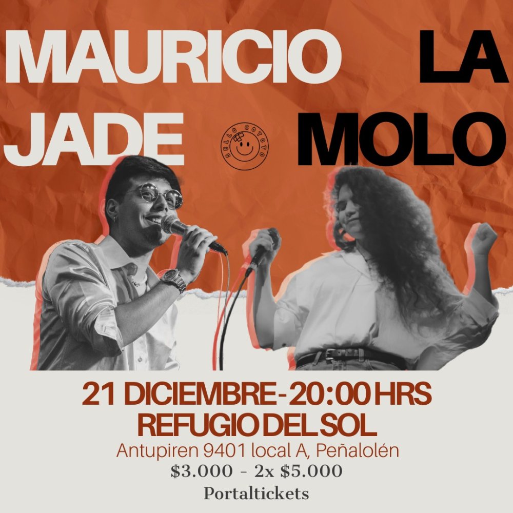 Flyer MAURICIO JADE Y LA MOLO EN REFUGIO DEL SOL