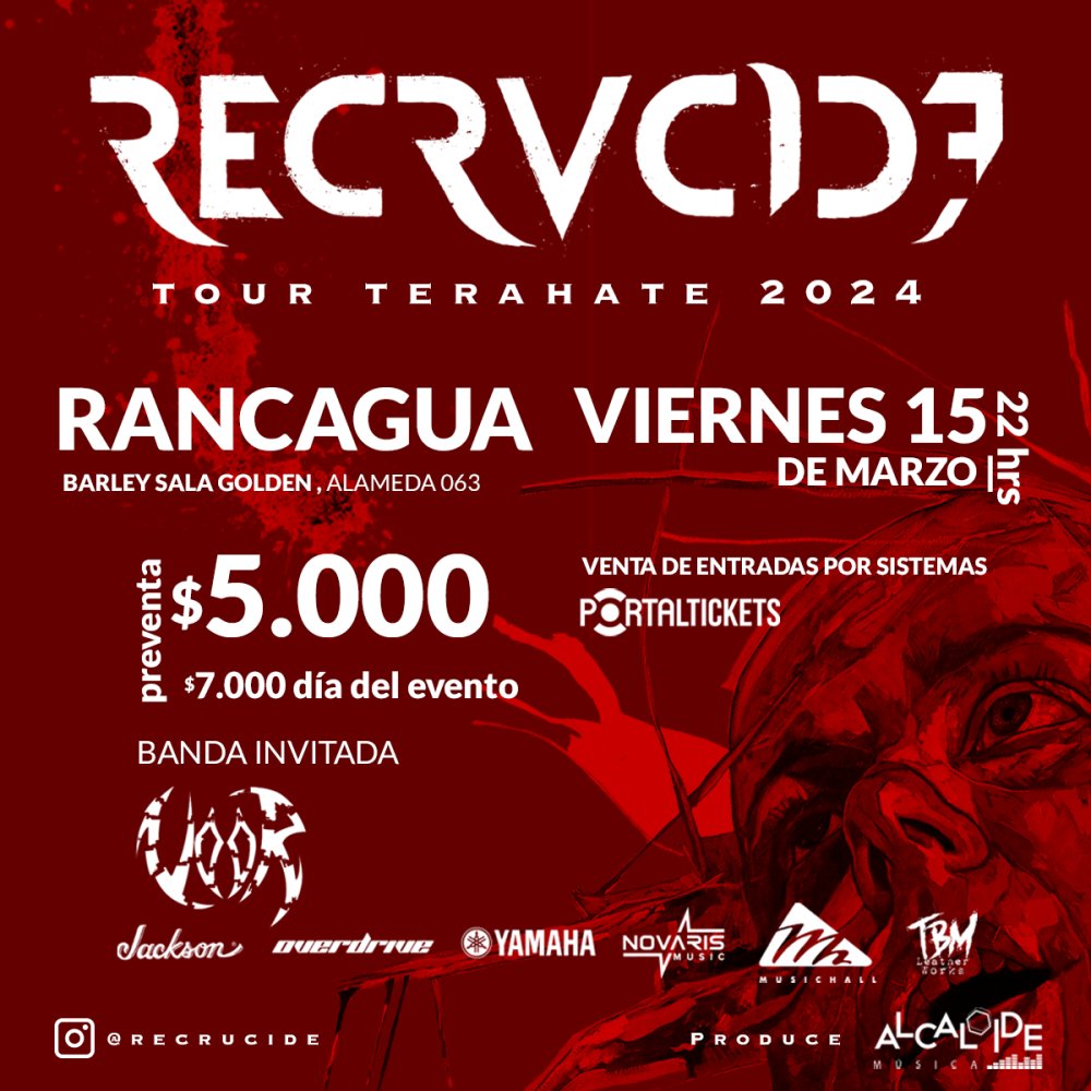 Flyer RECRUCIDE EN RANCAGUA - TERAHATE TOUR 2024
