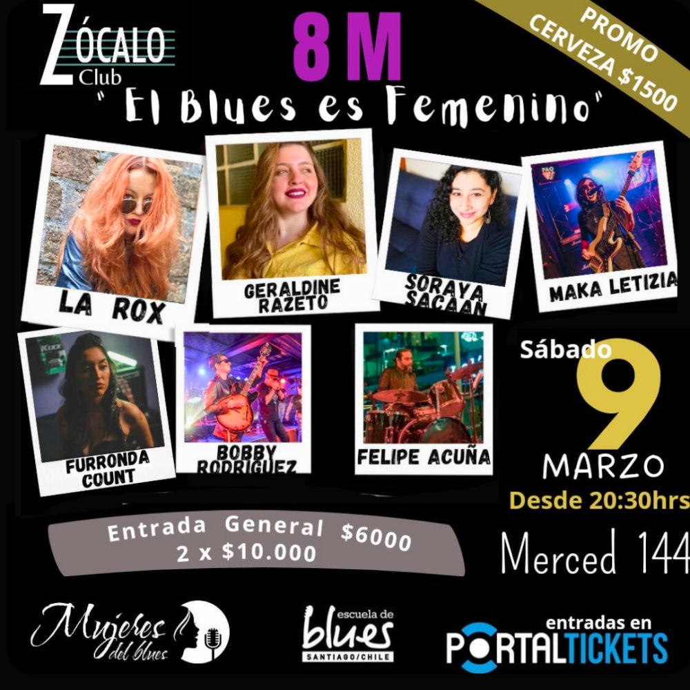 Flyer 8M: EL BLUES ES FEMENINO EN CLUB ZÓCALO
