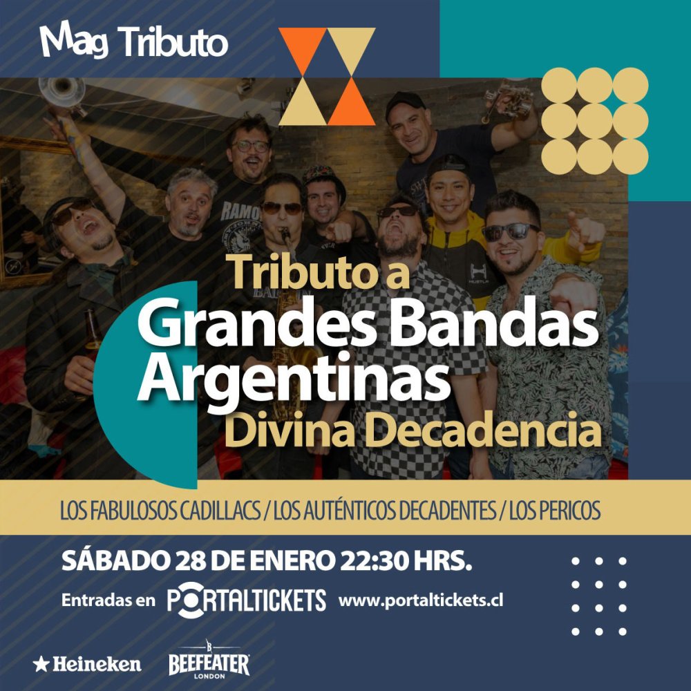 Flyer Evento MAGBAR: DIVINA DECADENCIA - TRIBUTO A BANDAS ARGENTINAS