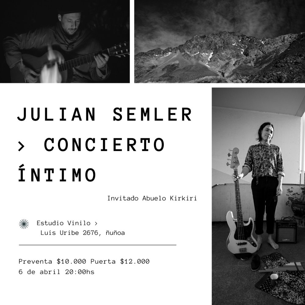 Flyer JULIAN SEMLER + ABUELO KIRKIRI CONCIERTO ÍNTIMO EN ESTUDIO VINILO