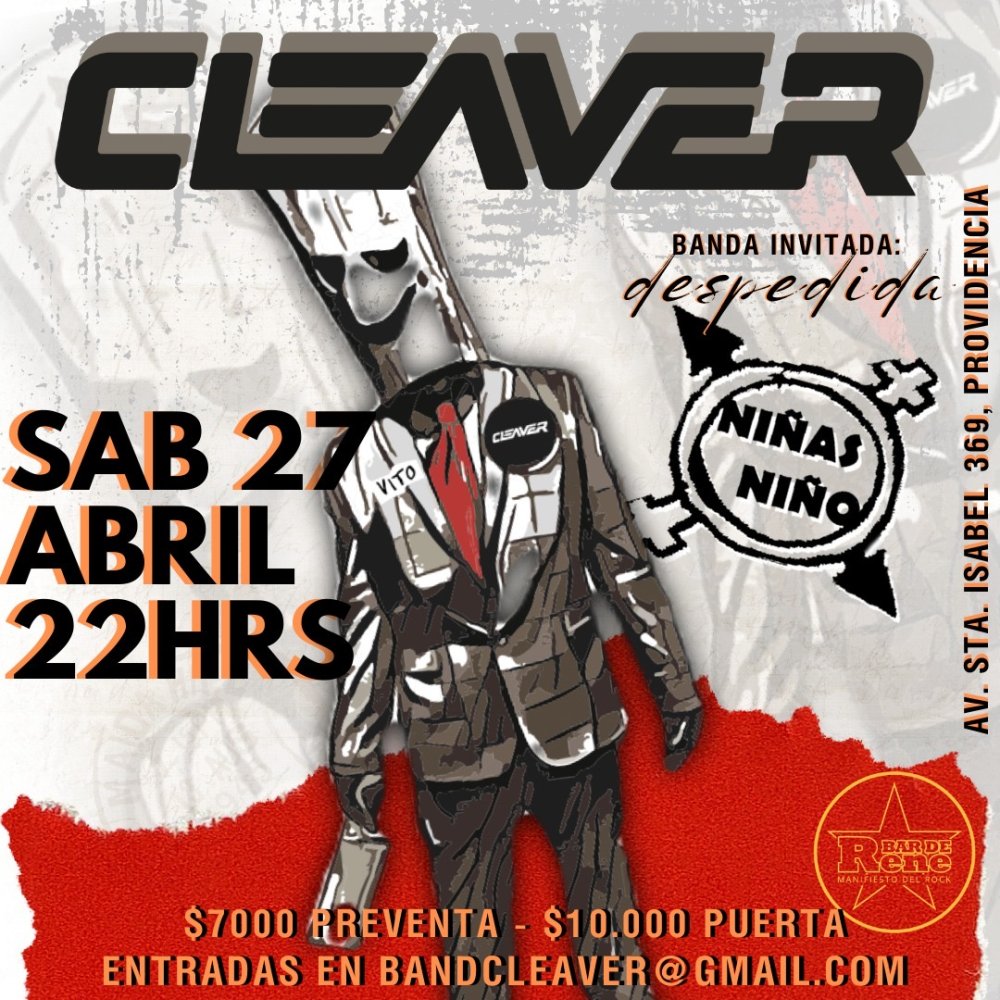 Flyer CLEAVER & NIÑAS NIÑO EN BAR DE RENE