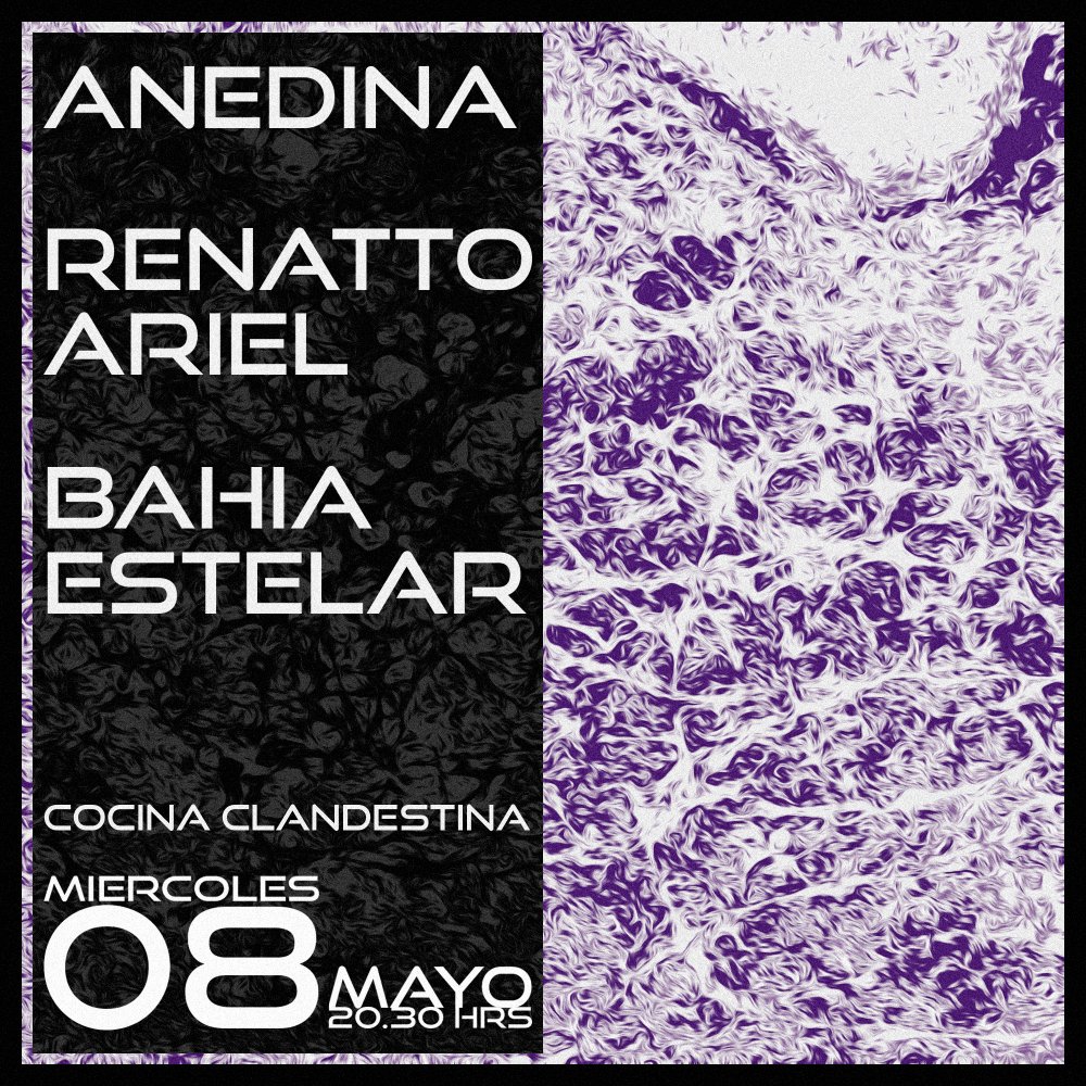Flyer ANEDINA + RENATTO ARIEL + BAHÍA ESTELAR EN COCINA CLANDESTINA