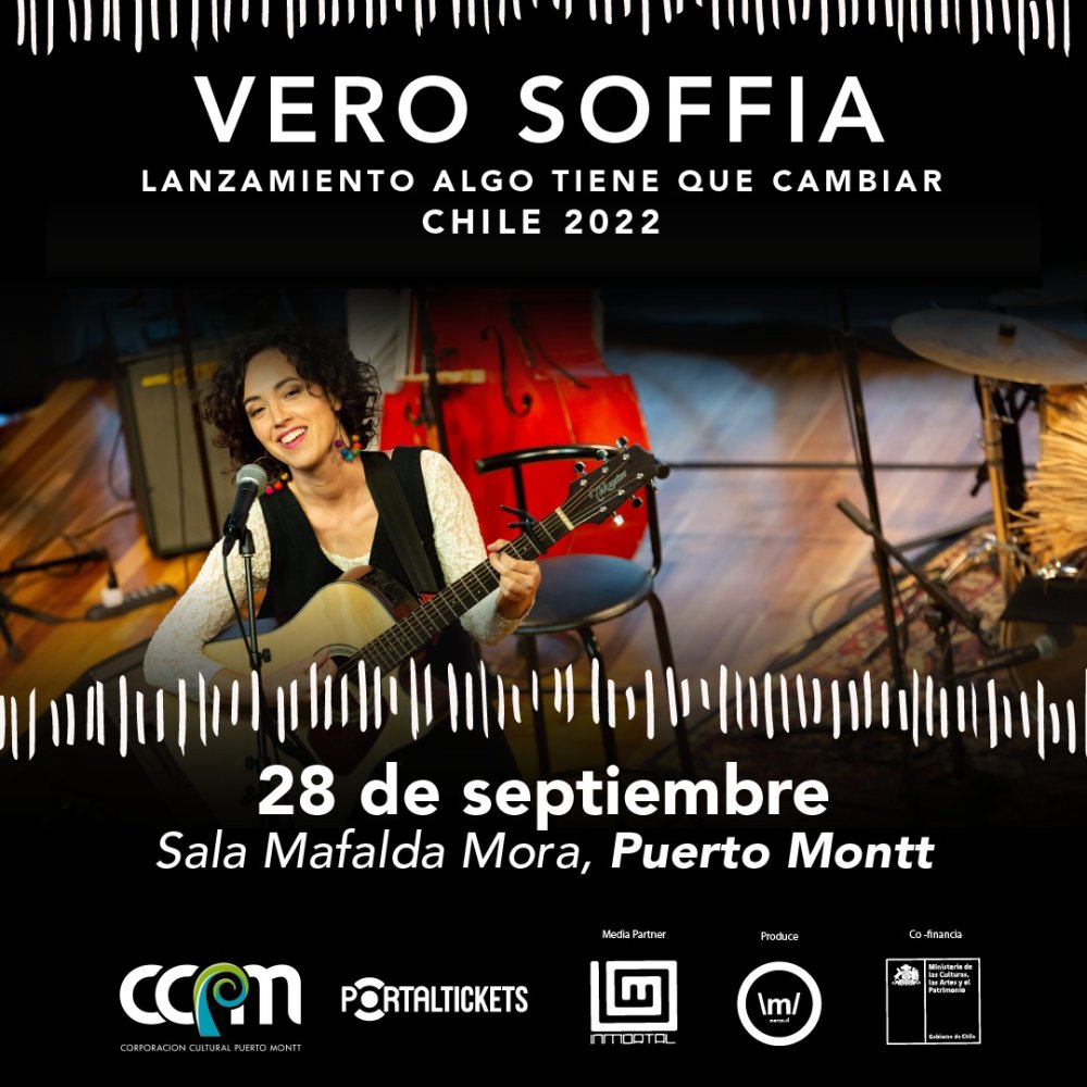 Flyer Evento VERO SOFFIA EN SALA MAFALDA MORA, PUERTO MONTT