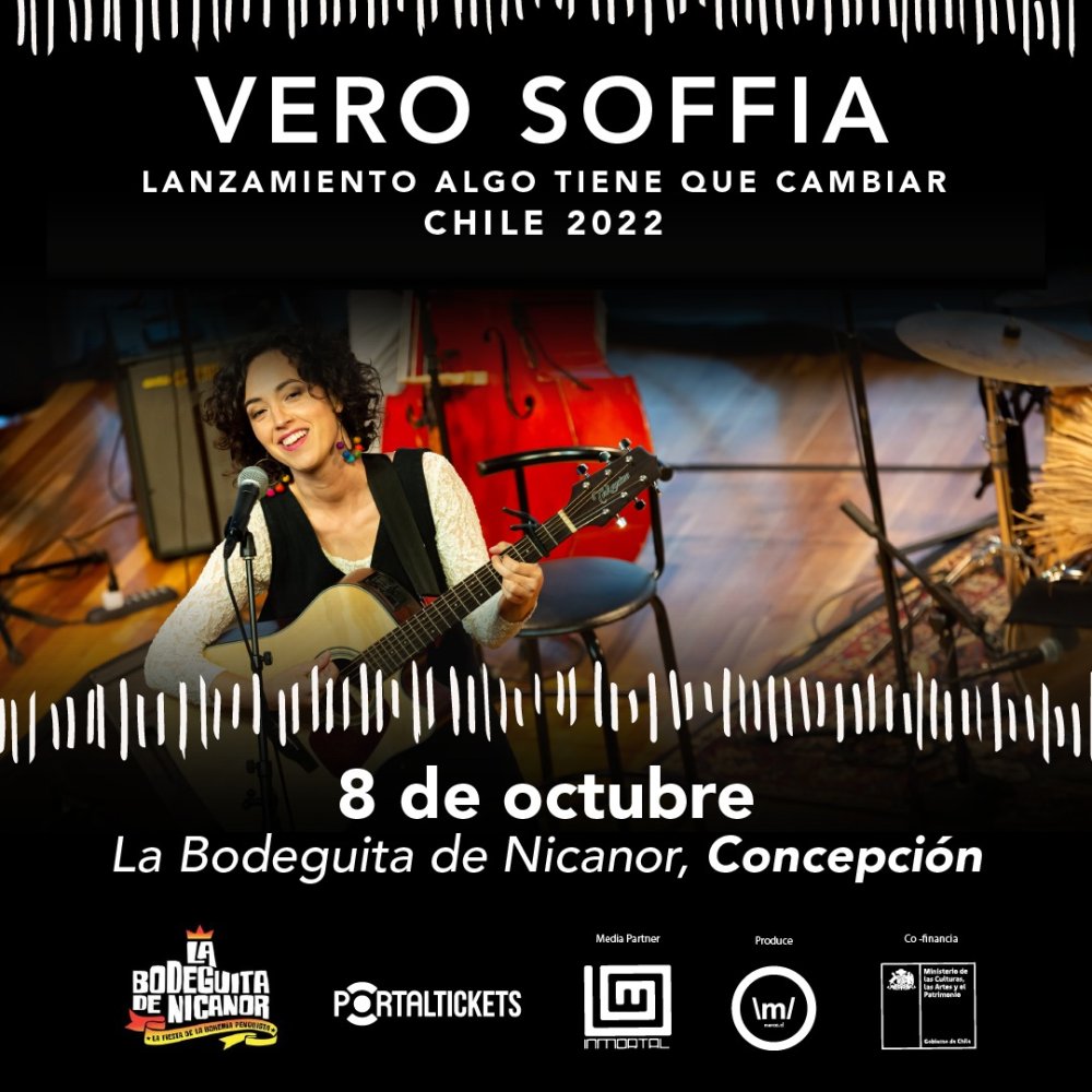 Flyer Evento VERO SOFFIA EN LA BODEGUITA DE NICANOR, CONCEPCION