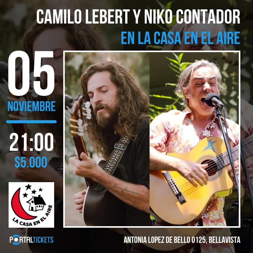 Flyer Evento CAMILO LEBERT Y NIKO CONTADOR EN LA CASA EN EL AIRE