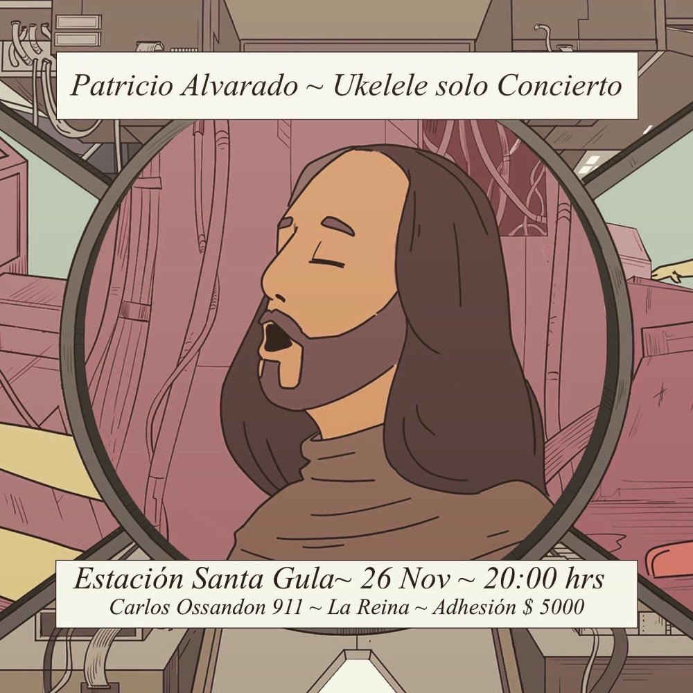 Flyer Evento PATRICIO ALVARADO UKELELE SOLO EN ESTACIÓN SANTA GULA