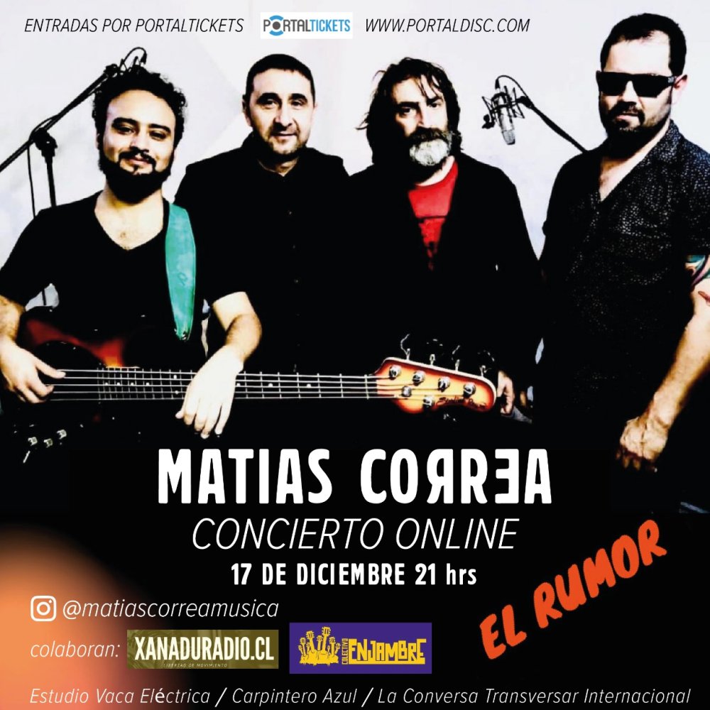 Flyer Evento MATIAS CORREA CONCIERTO ONLINE EL RUMOR