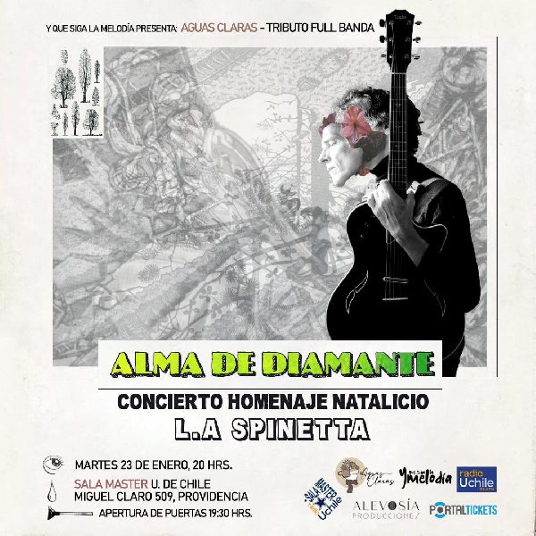 Flyer Nota Alma Diamante: Concierto Homenaje a Luis Alberto Spinetta en Sala Máster