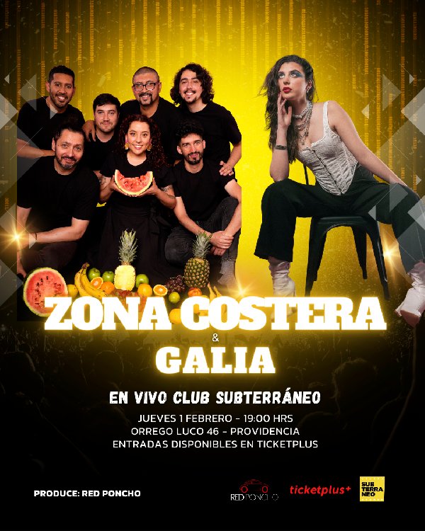 Flyer Nota Noche de baile: Galia y Zona Costera anuncian show en Club Subterráneo